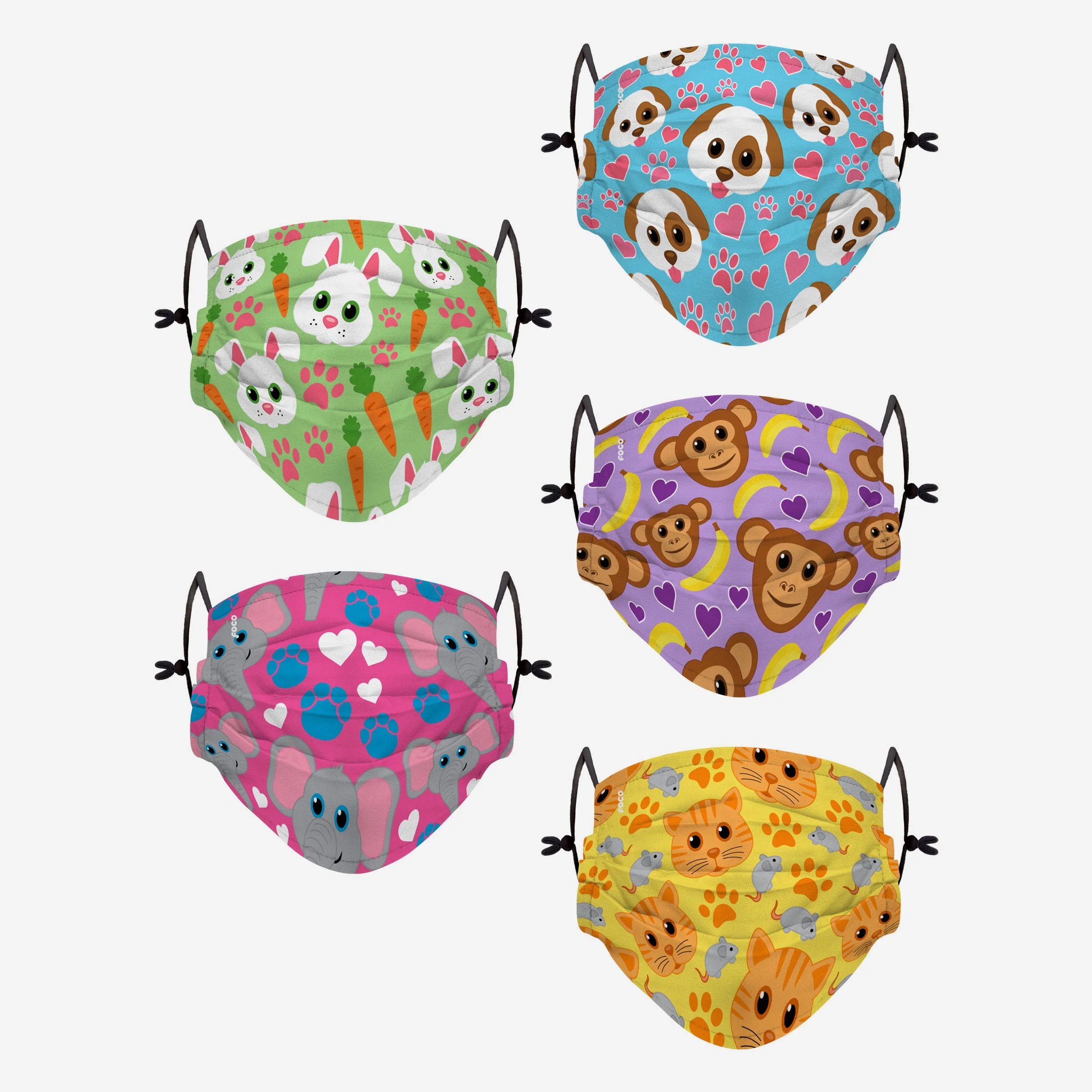Animal Light Pack Youth Adjustable 5 Pack Face Cover