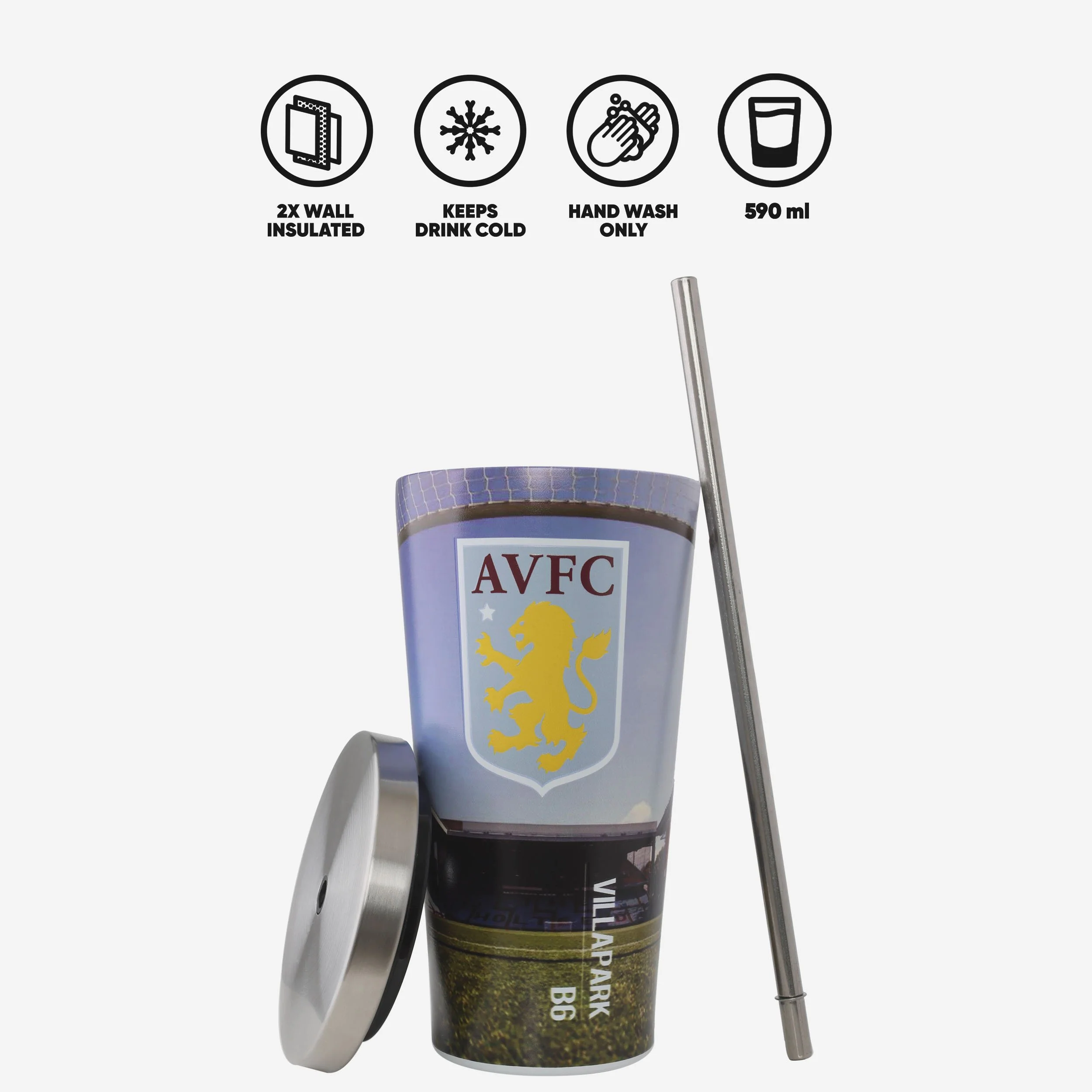 Aston Villa FC Digital Print Stadium Cup And Straw - Image 2