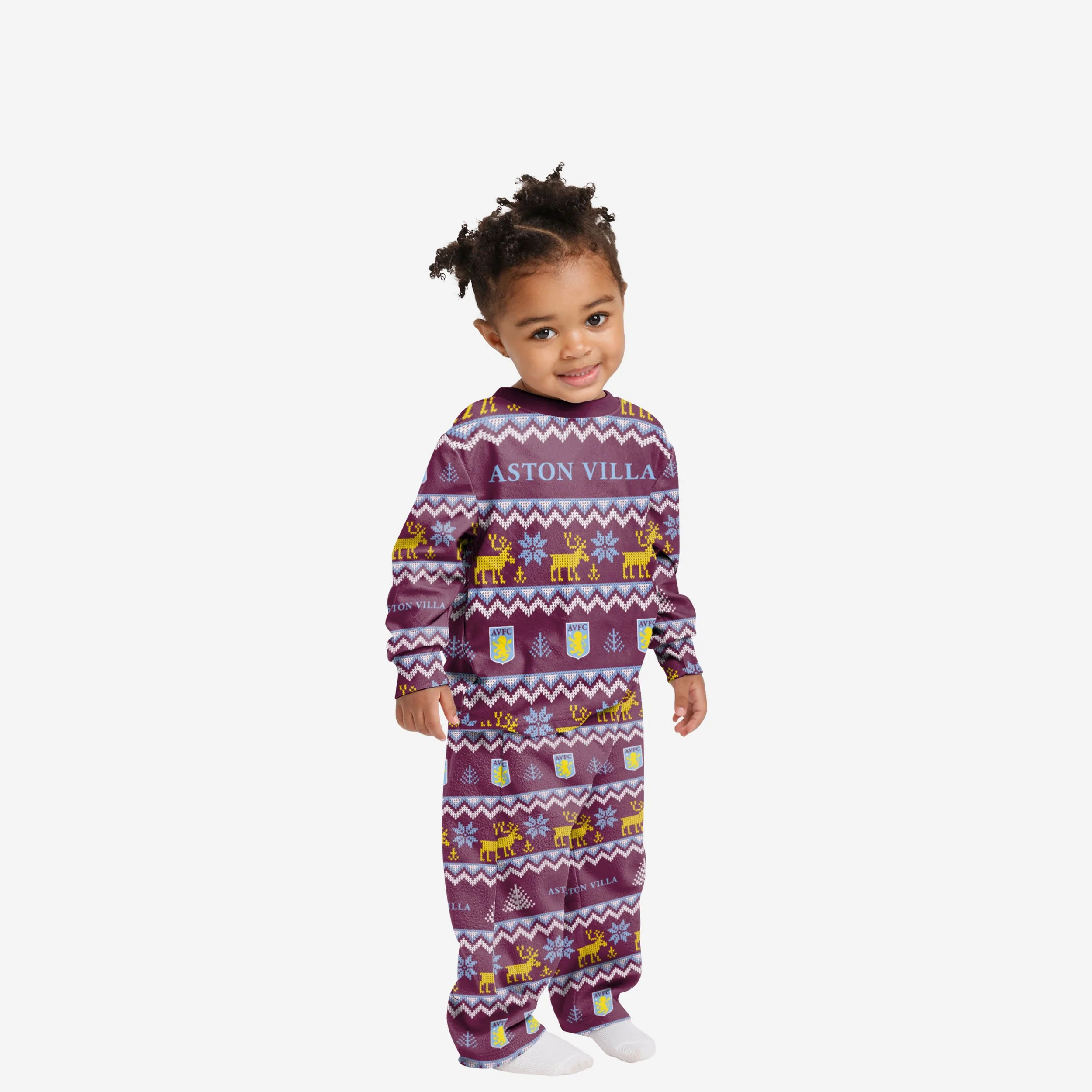 Aston Villa FC Toddler Ugly Pattern Family Holiday Pyjamas