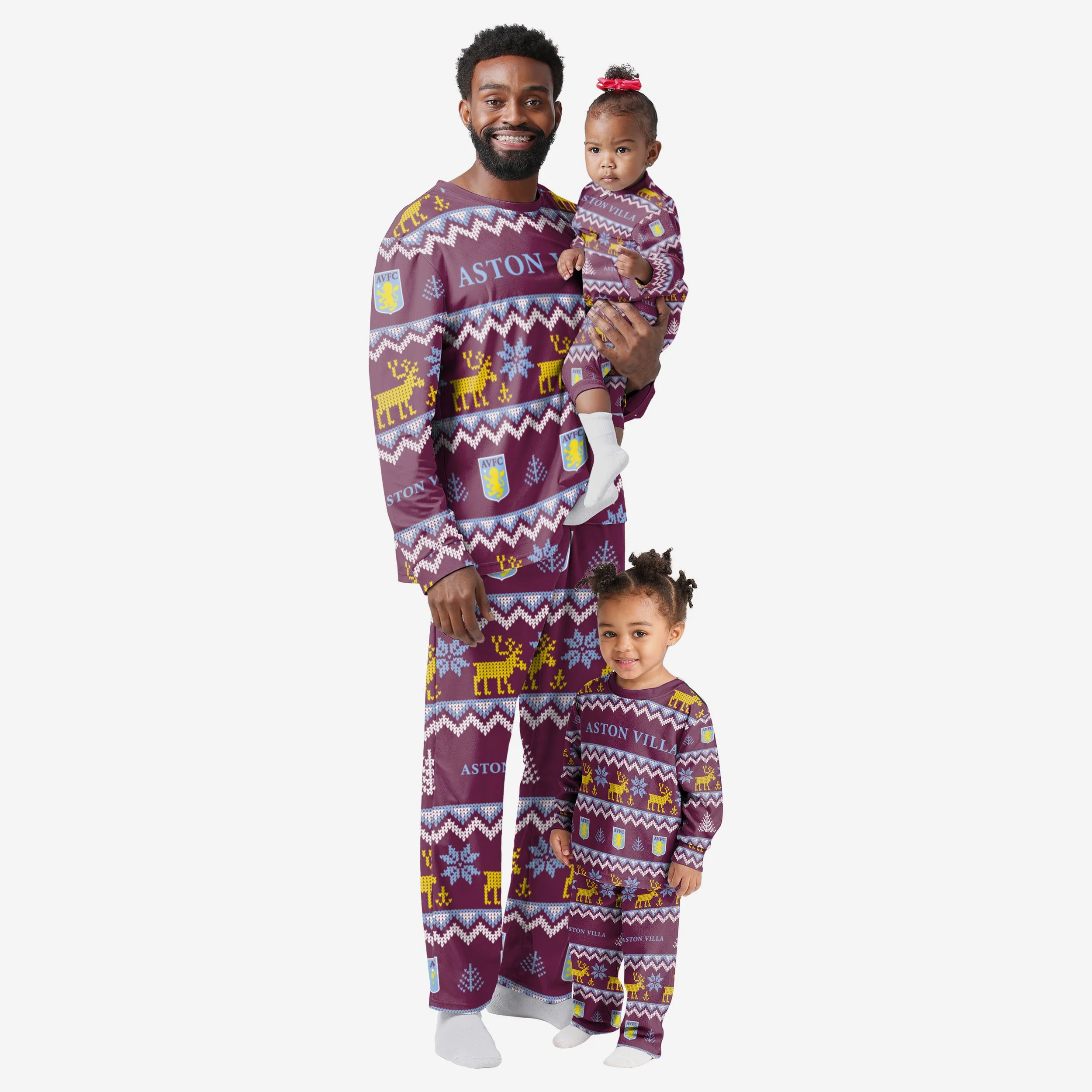 Aston Villa FC Toddler Ugly Pattern Family Holiday Pyjamas - Image 2
