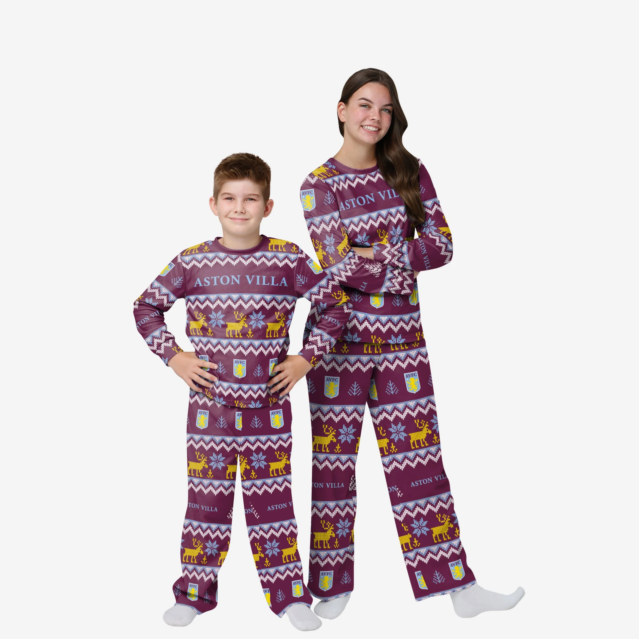 Aston Villa FC Youth Ugly Pattern Family Holiday Pyjamas