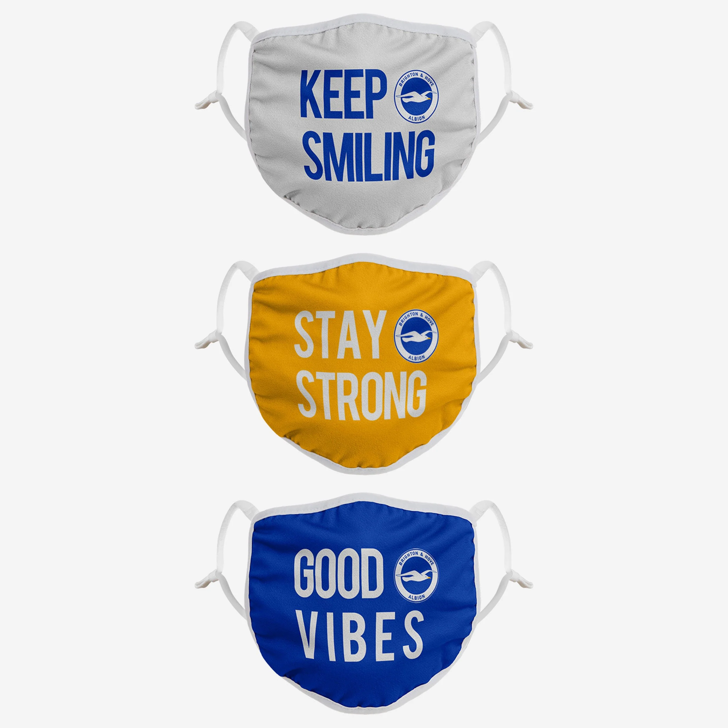 Brighton & Hove Albion FC Positive Slogan 3 Pack Face Cover