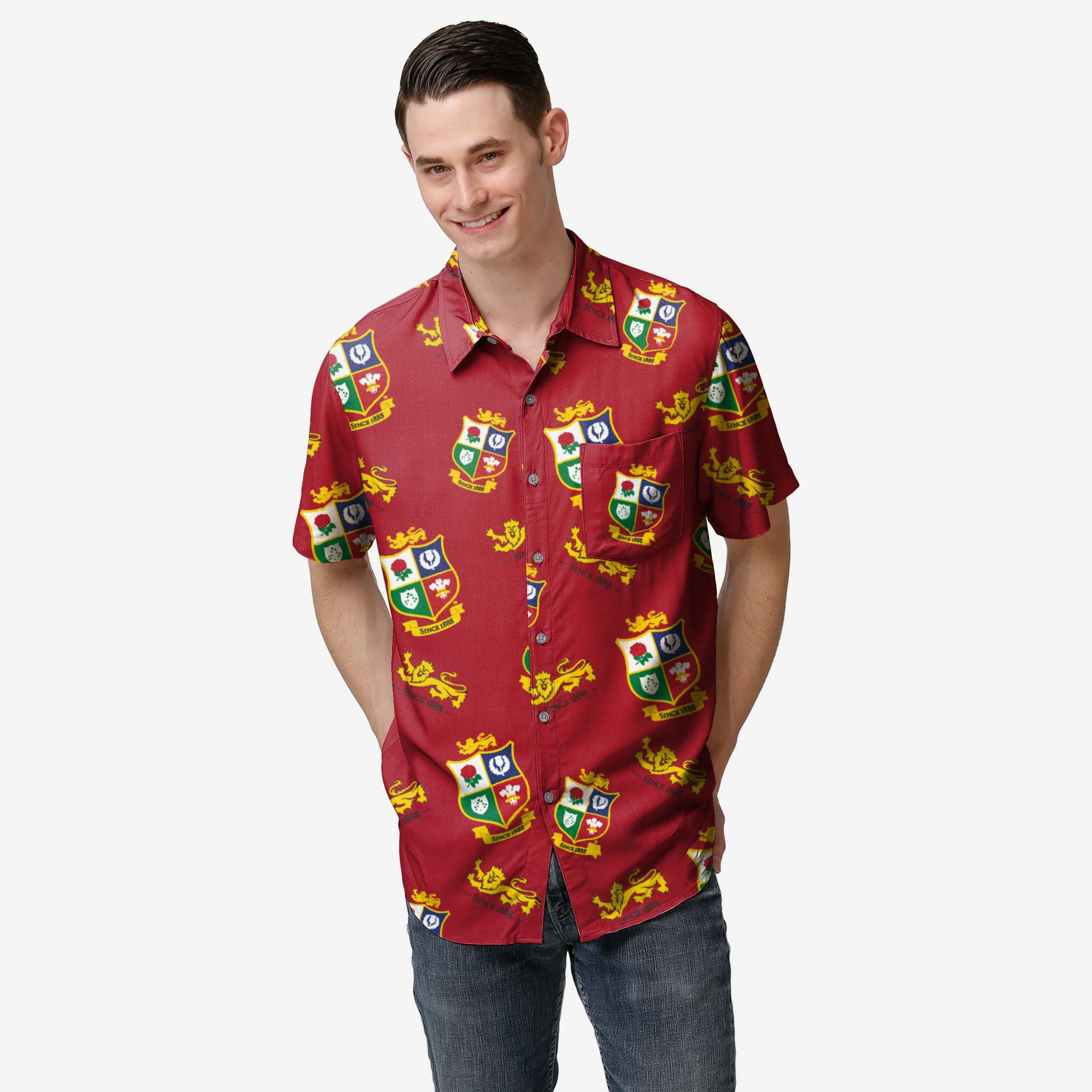 British & Irish Lions Repeat Print Button Up Shirt