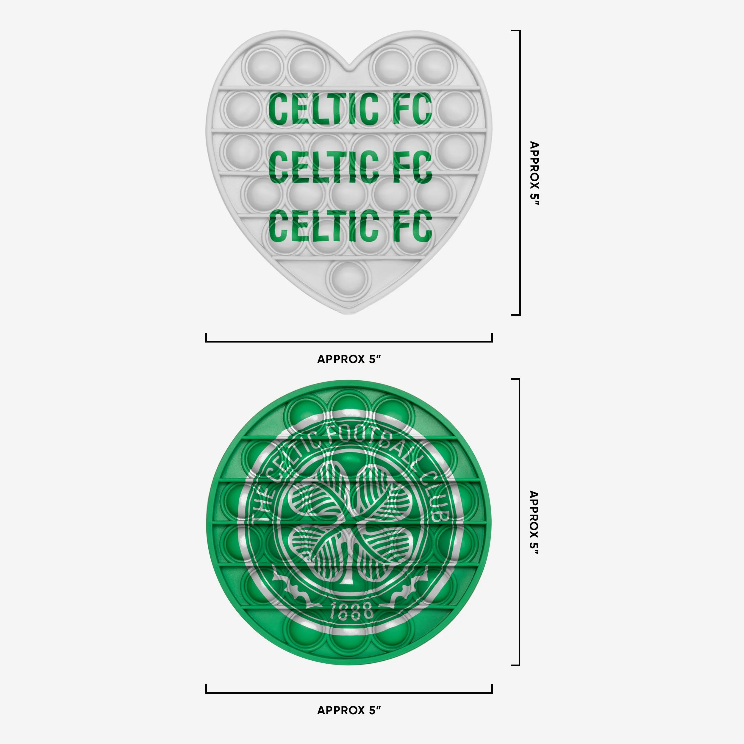 Celtic FC 2 Pack Circle & Heart Push-Itz Fidget - Image 2