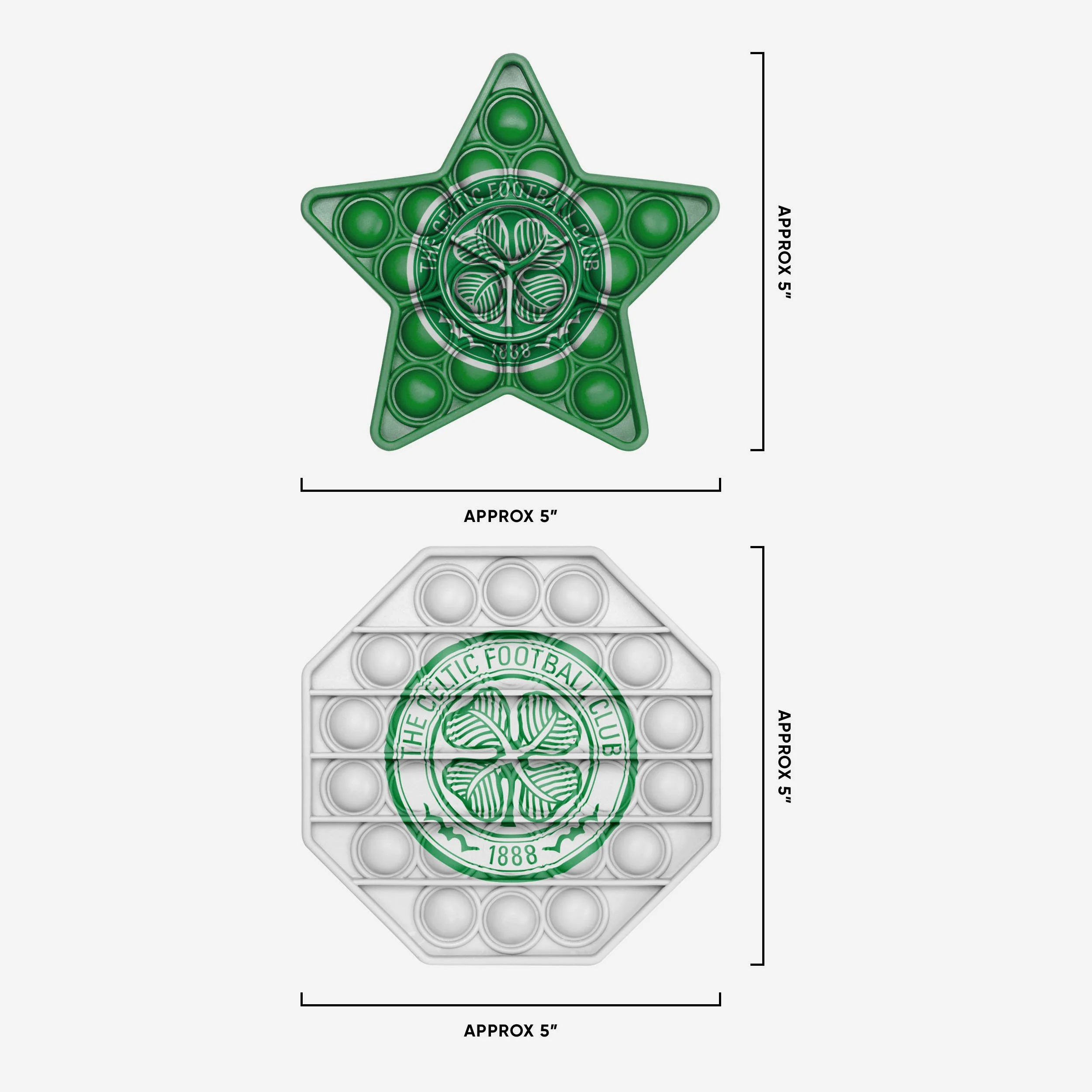 Celtic FC 2 Pack Octagon & Star Push-Itz Fidget - Image 2