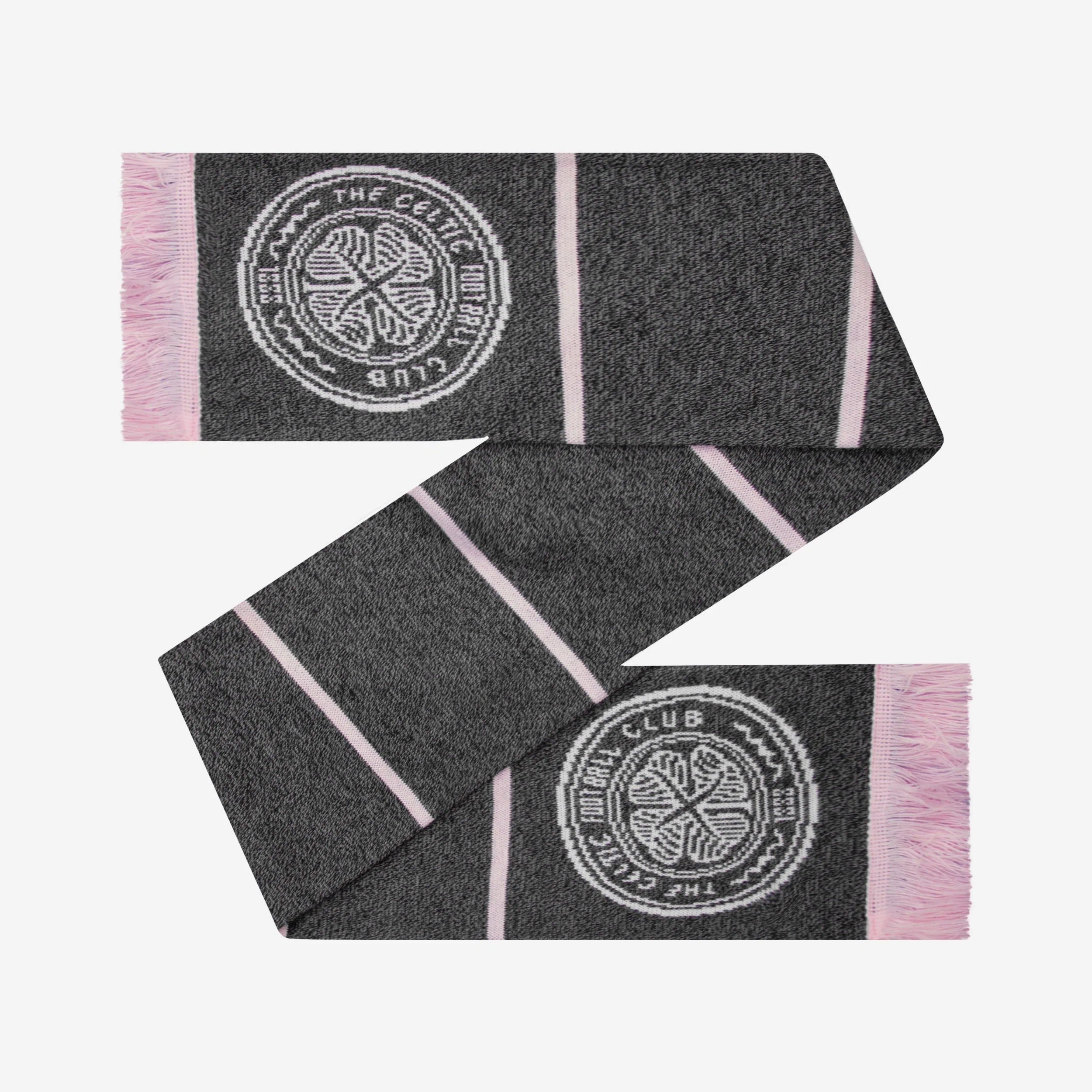 Celtic FC Grey Marl Pink Scarf - Image 2
