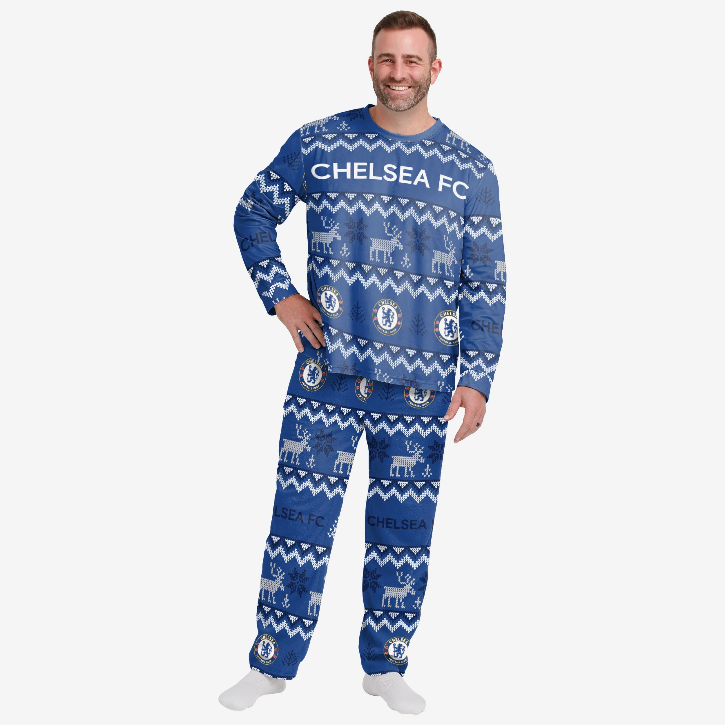 Chelsea FC Mens Ugly Pattern Family Holiday Pyjamas