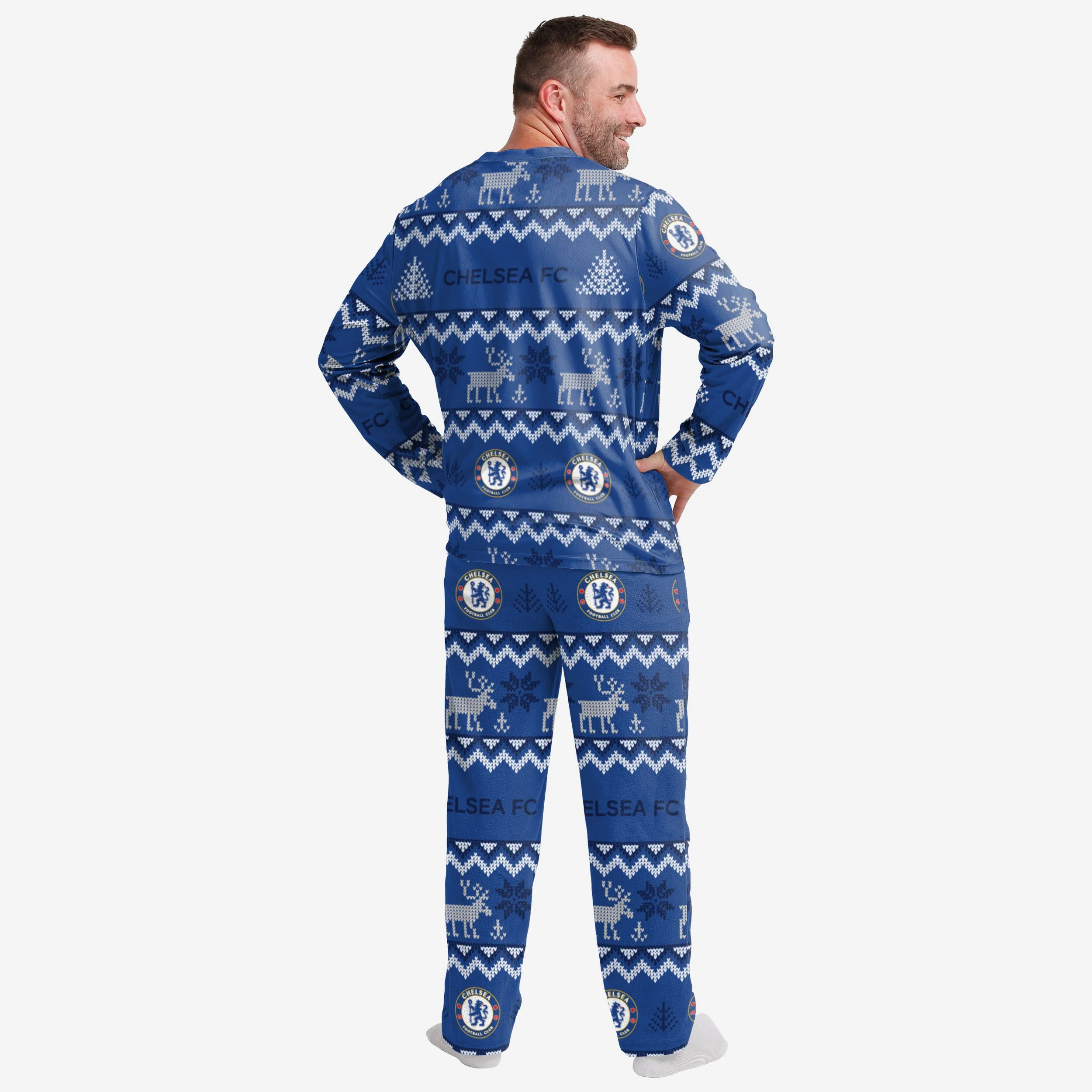 Chelsea FC Mens Ugly Pattern Family Holiday Pyjamas - Image 2