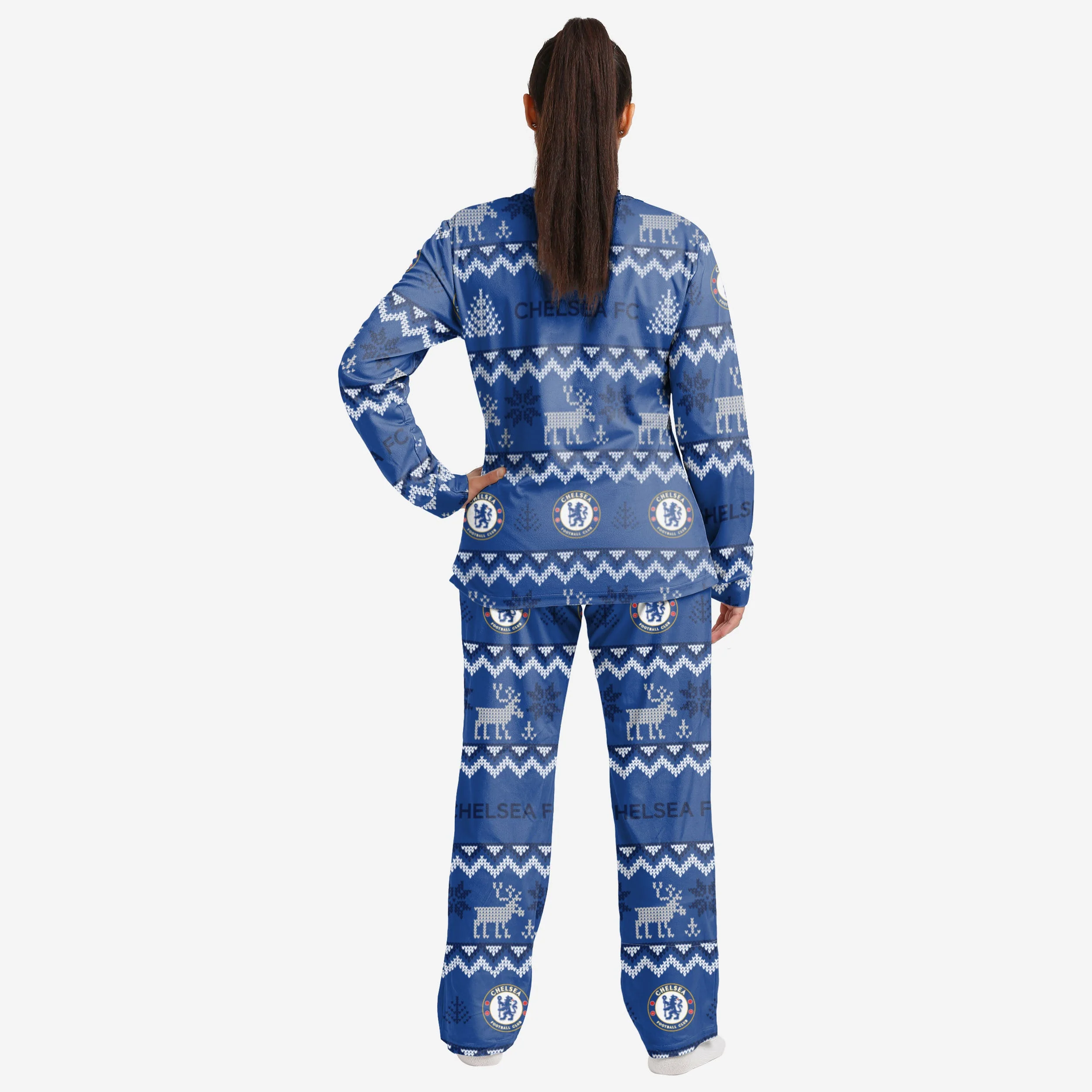 Chelsea FC Womens Ugly Pattern Family Holiday Pyjamas - Image 2