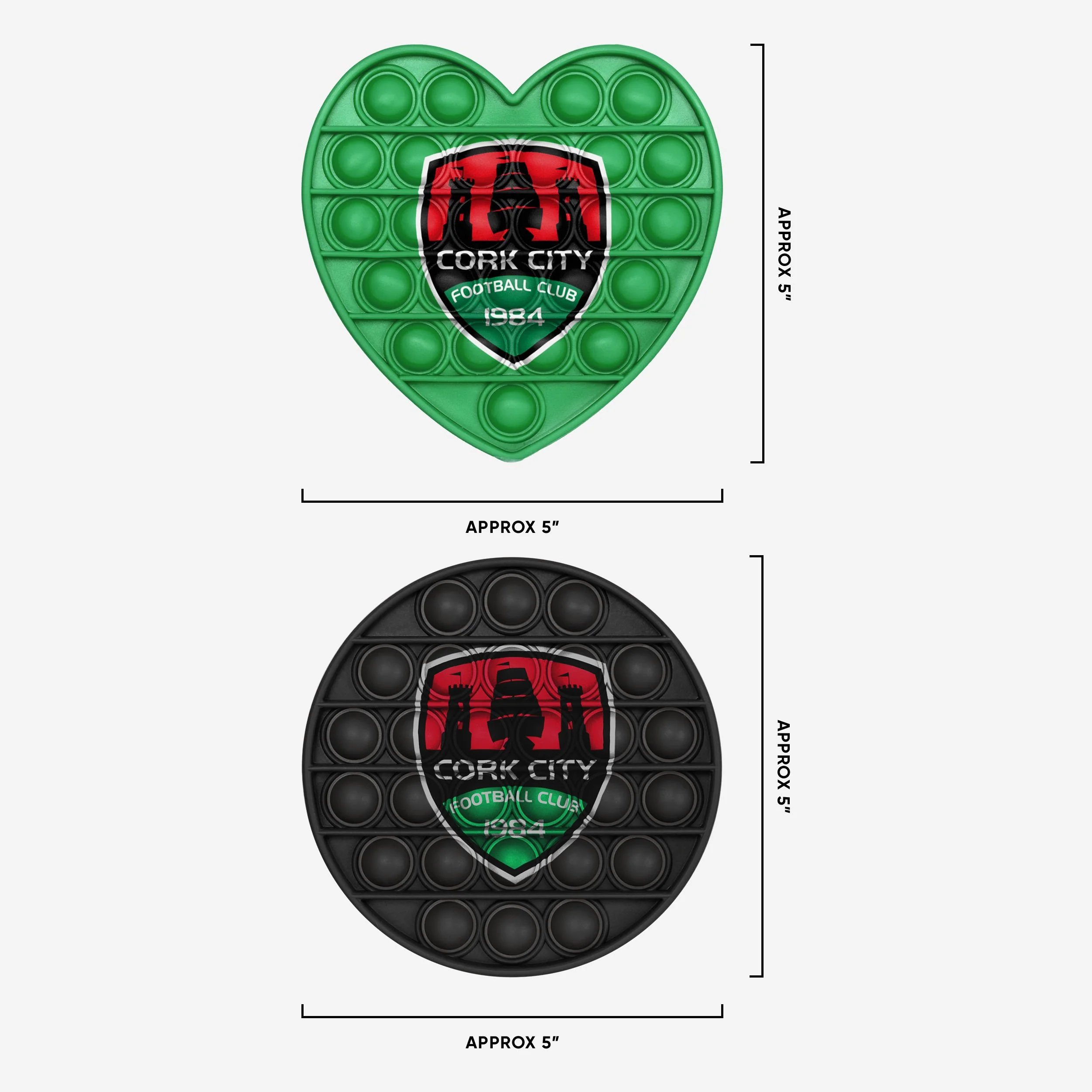 Cork City FC 2 Pack Circle & Heart Push-Itz Fidget - Image 2