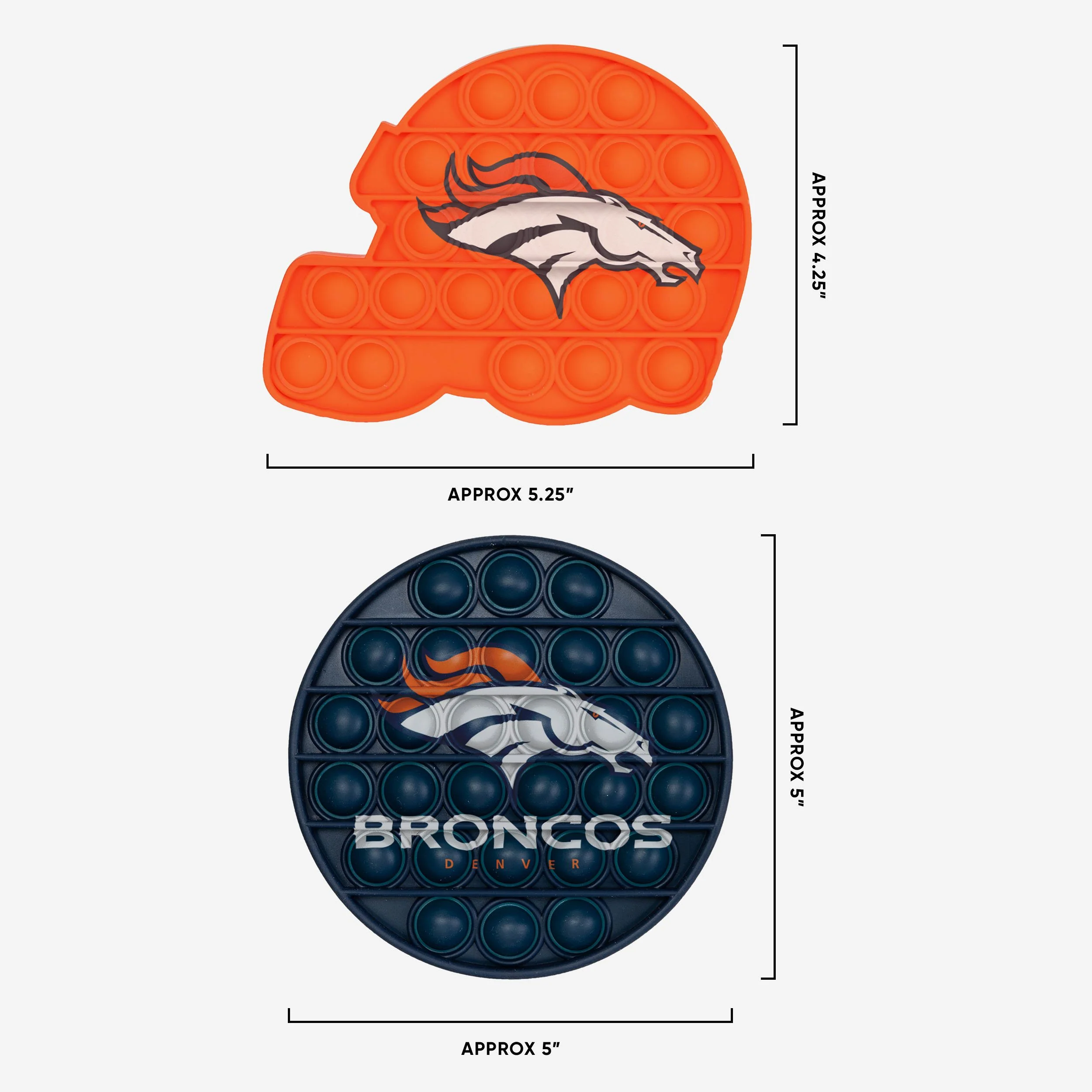 Denver Broncos 2 Pack Helmet & Circle Push-Itz Fidget - Image 2