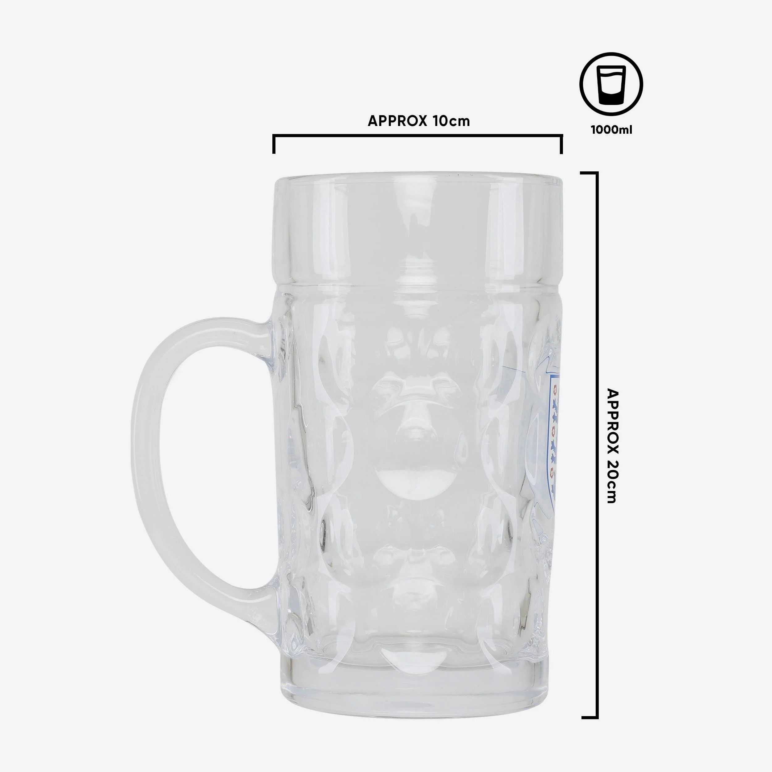 England 1000ml Dimple Stein Glass - Image 2