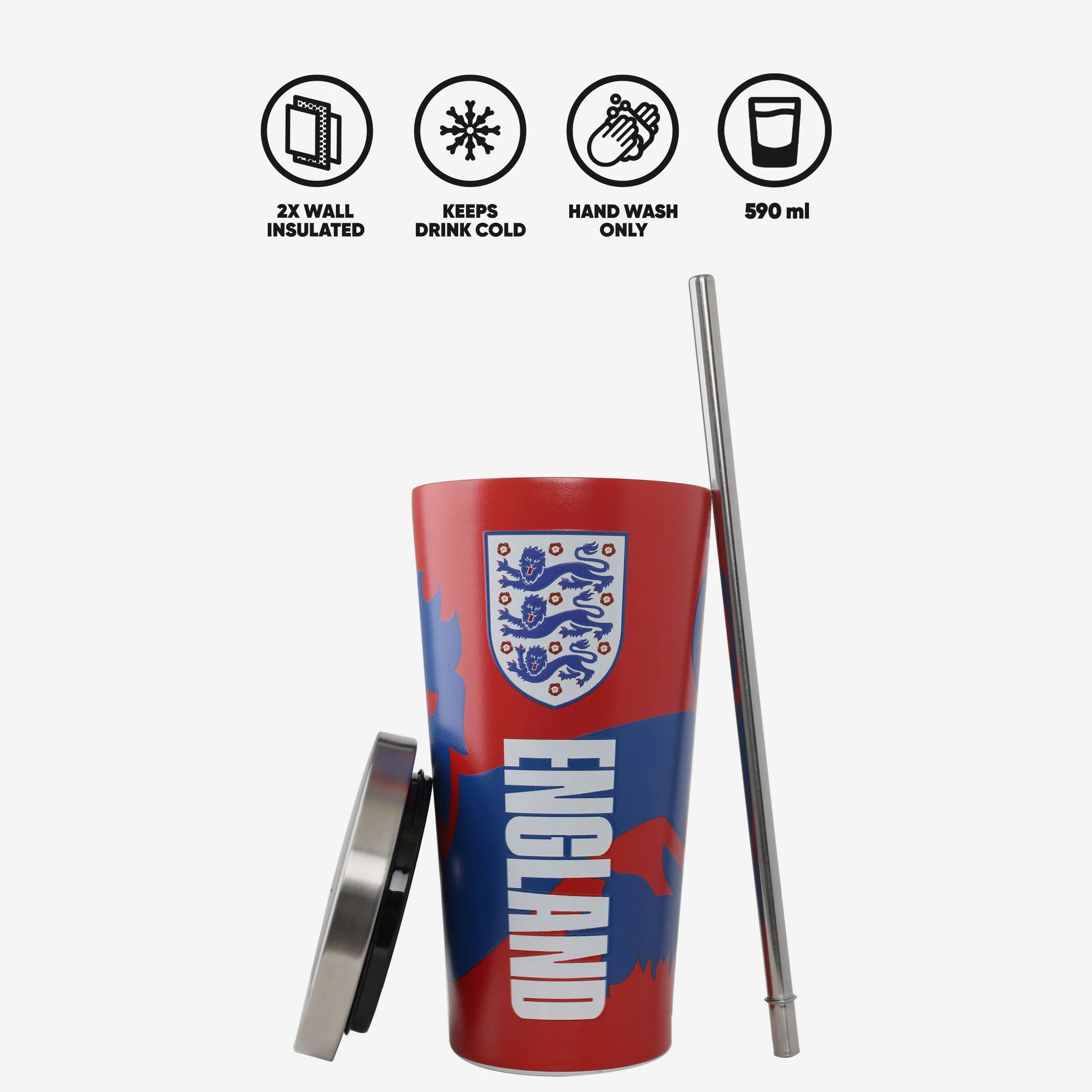 England Digital Print Cup And Straw - Image 2