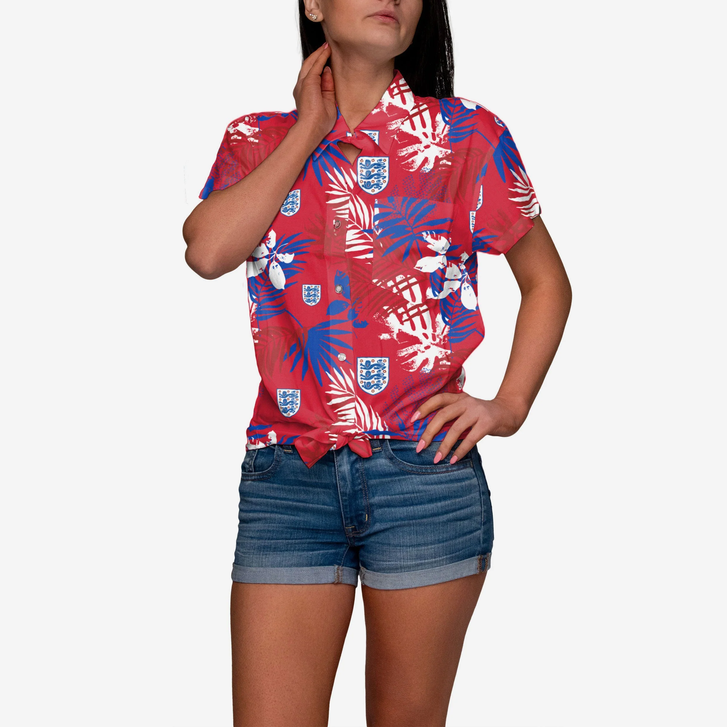 England Womens Floral Button Up Shirt