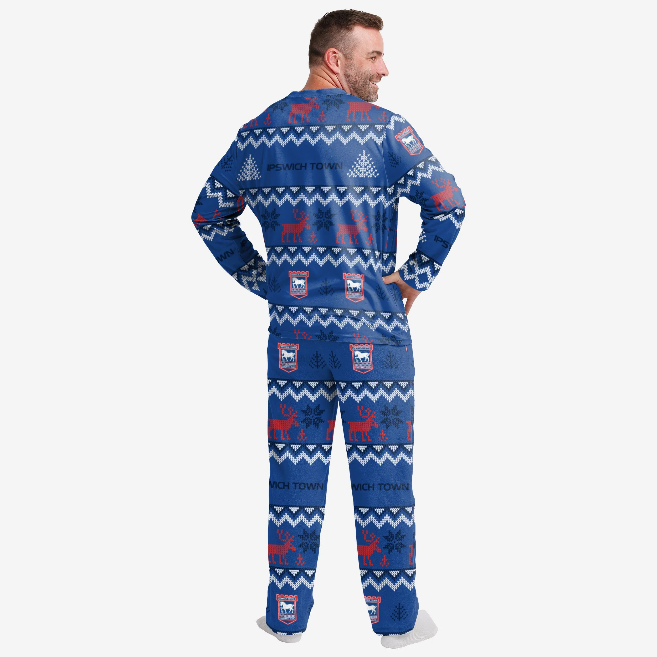 Ipswich Town FC Mens Ugly Pattern Family Holiday Pyjamas - Image 2