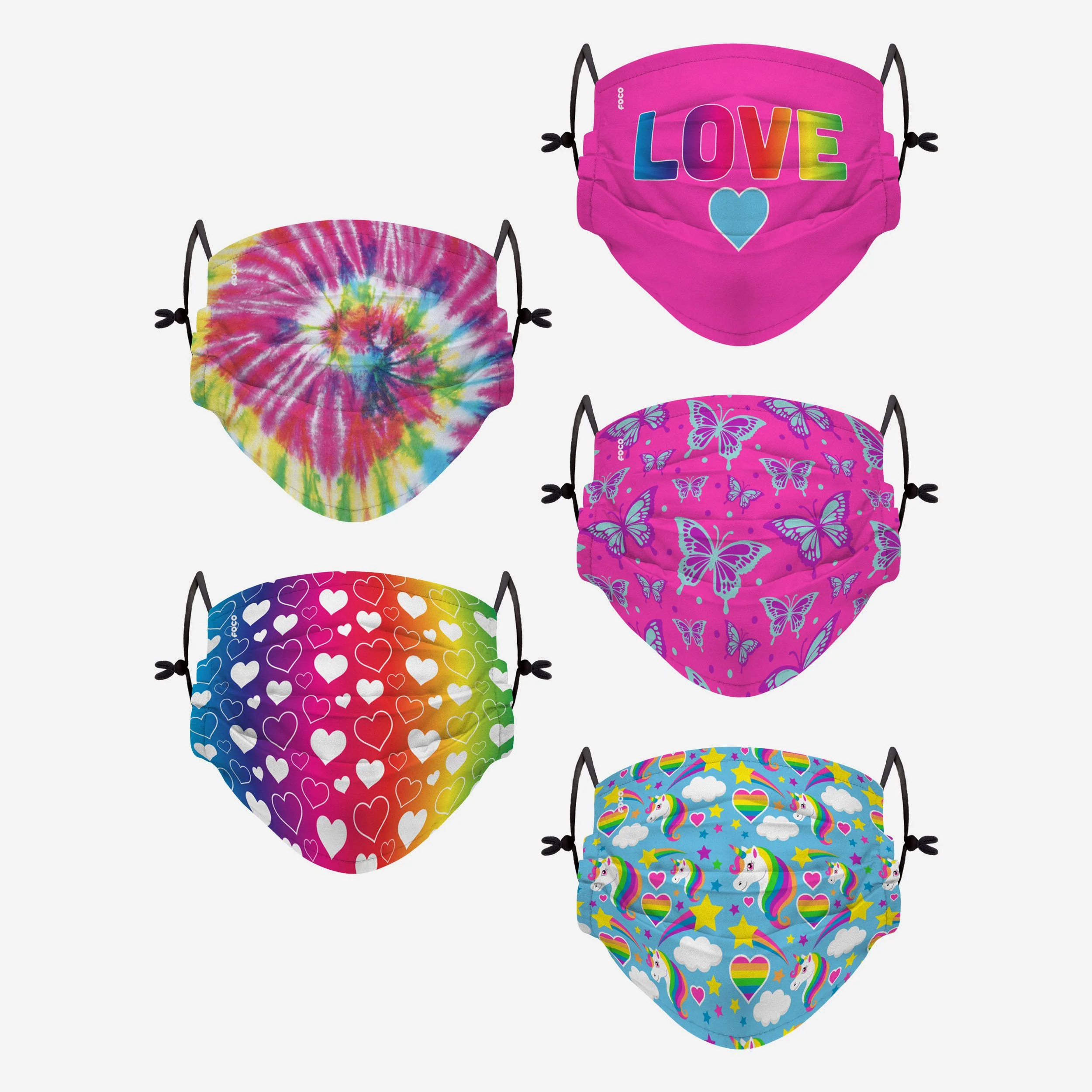 Love Pack Youth Adjustable 5 Pack Face Cover
