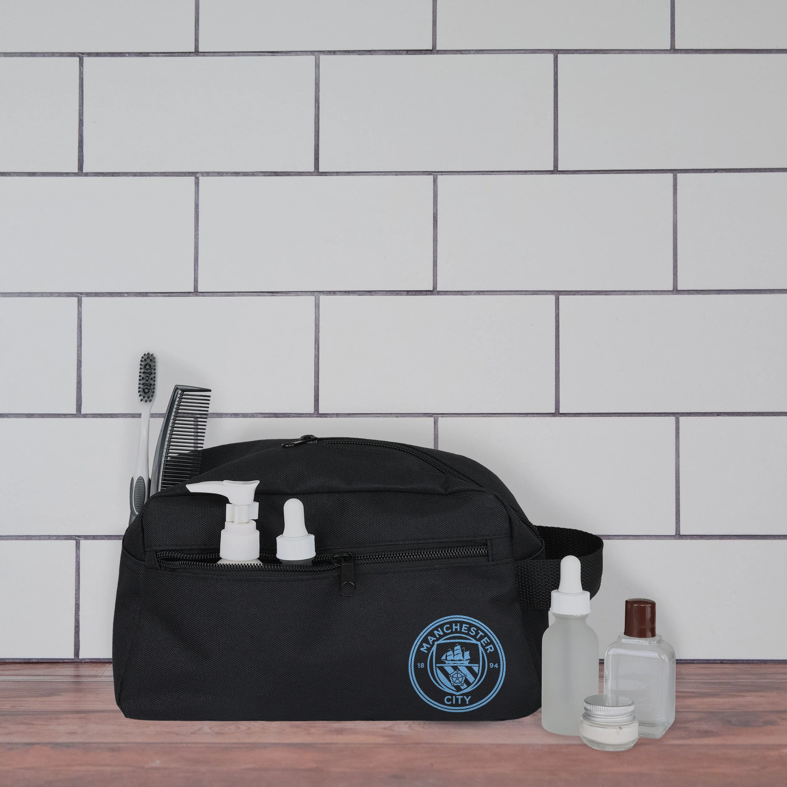 Manchester City FC Black Recycled Toiletry Bag - Image 3