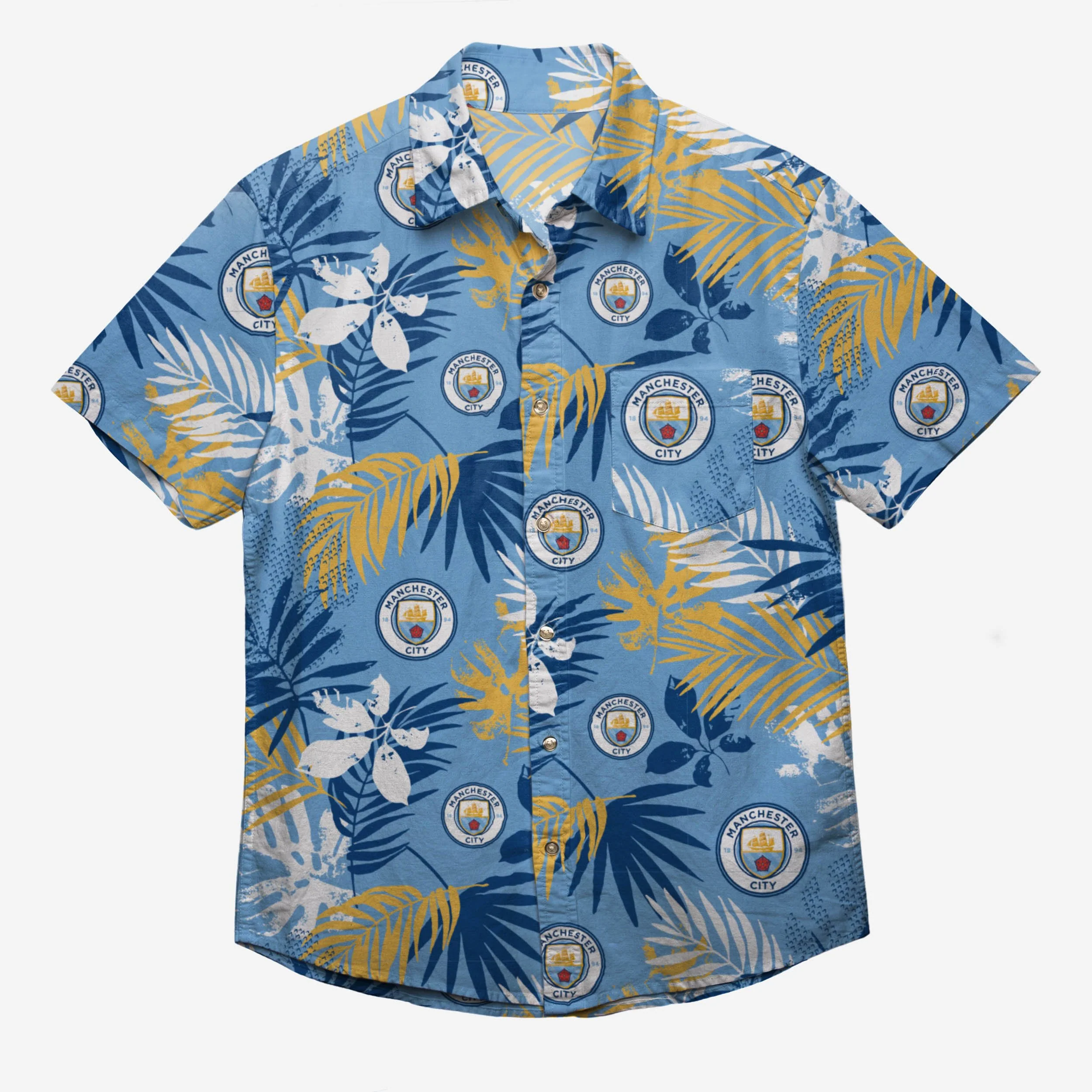 Manchester City FC Mens Floral Button Up Shirt - Image 2