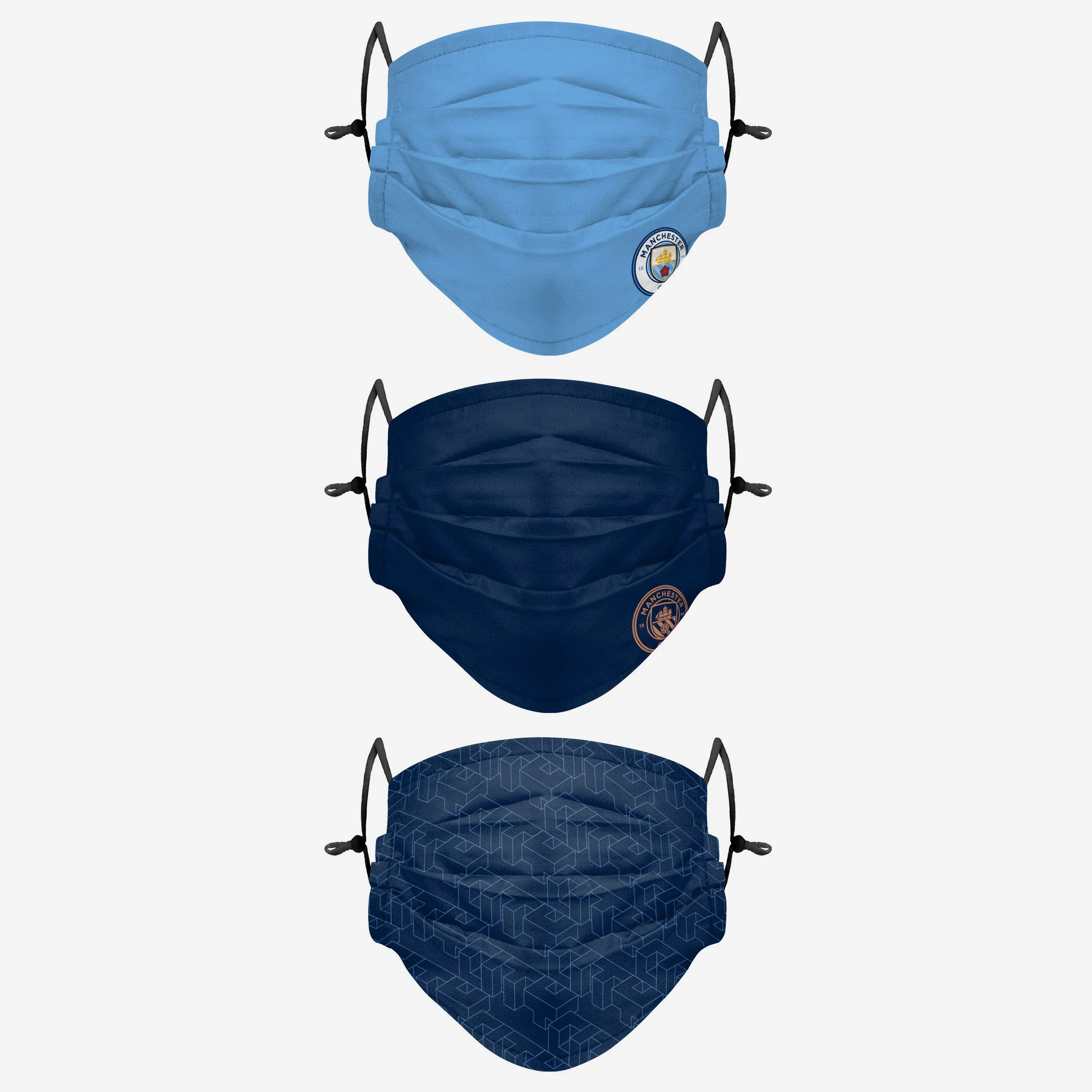 Manchester City FC Pleated 3 Pack Face Cover