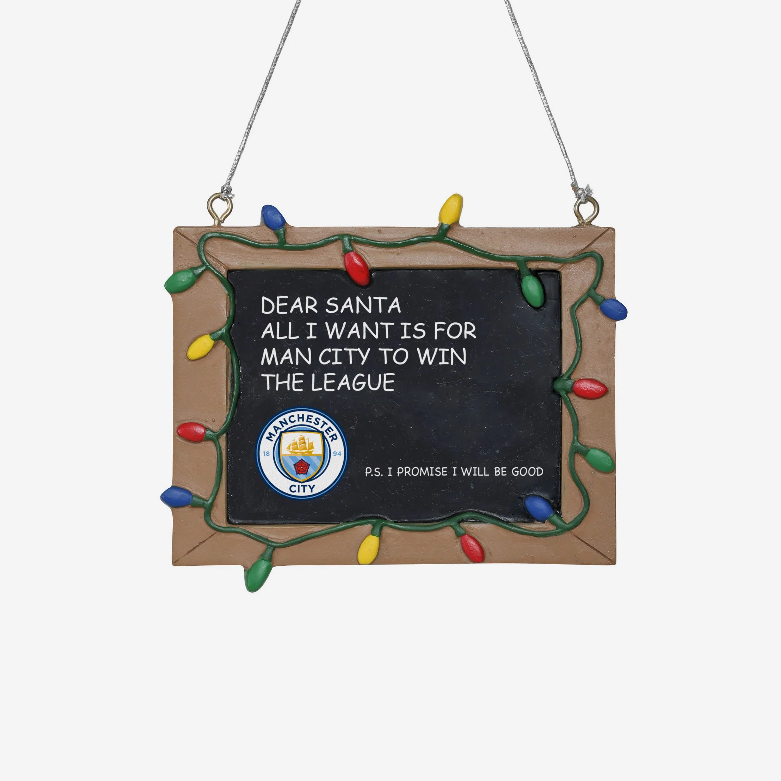 Manchester City FC Resin Chalkboard Sign Ornament