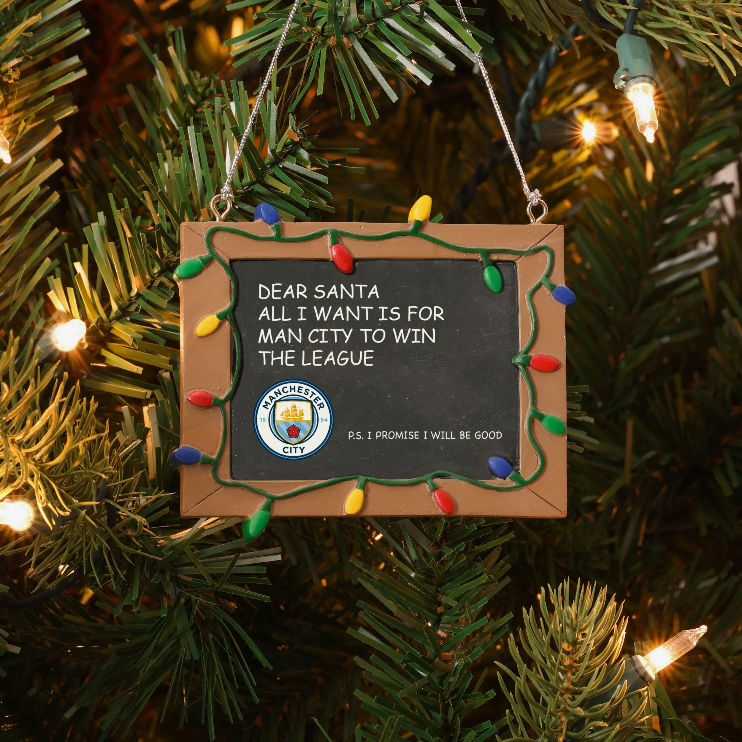 Manchester City FC Resin Chalkboard Sign Ornament - Image 3