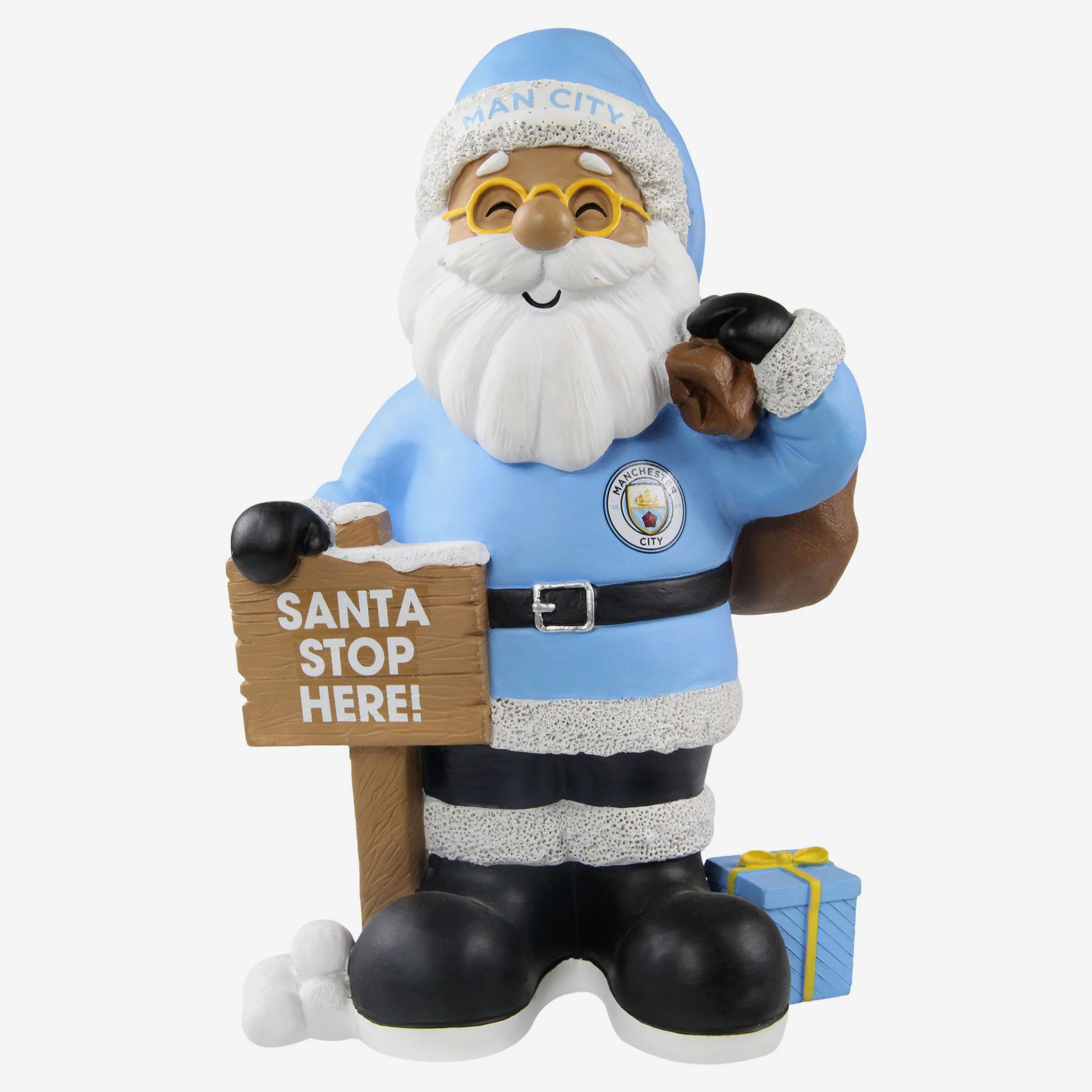 Manchester City FC Santa Stop Here Gnome