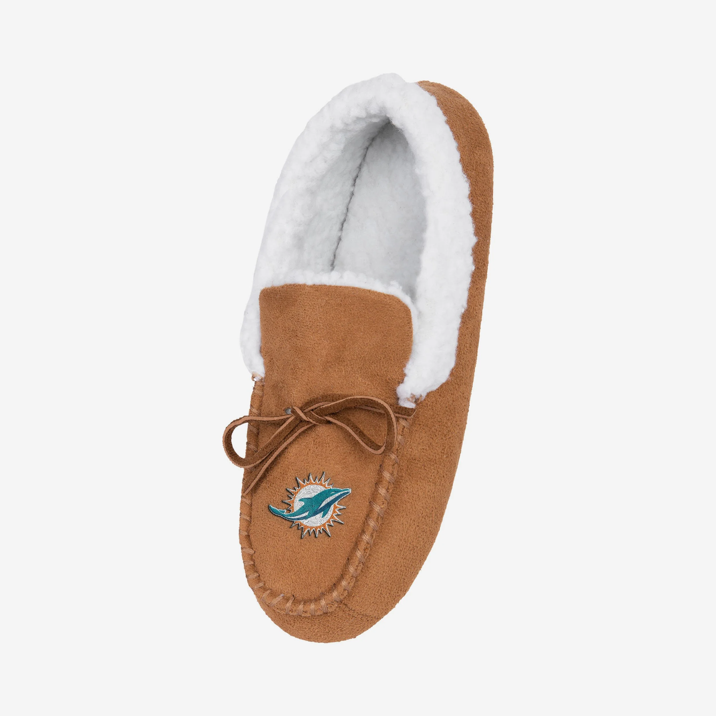 Miami Dolphins Fur Closed Back Moccasin Slipper - Image 2