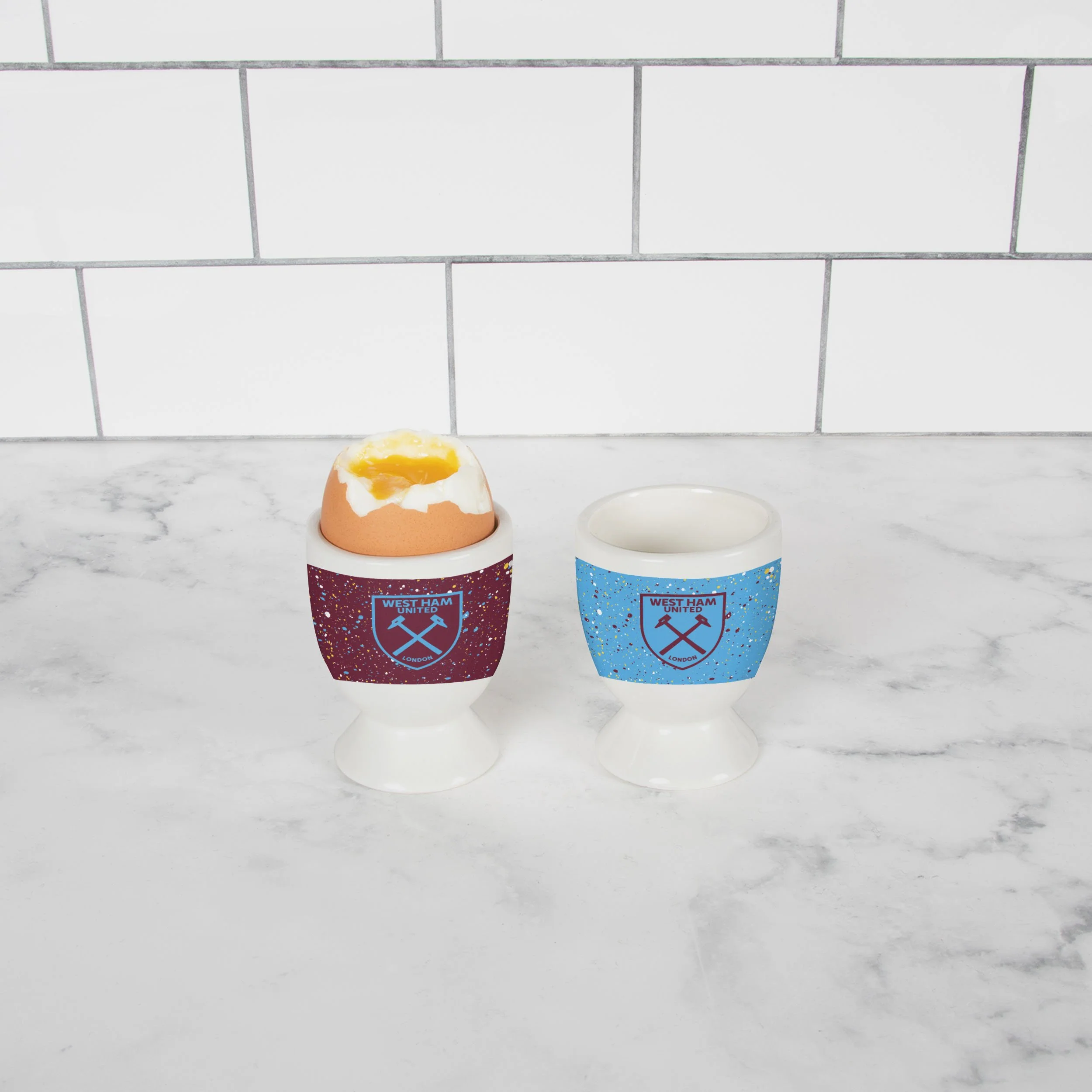 West Ham United FC 2 Pack Paint Splatter Egg Cup - Image 2
