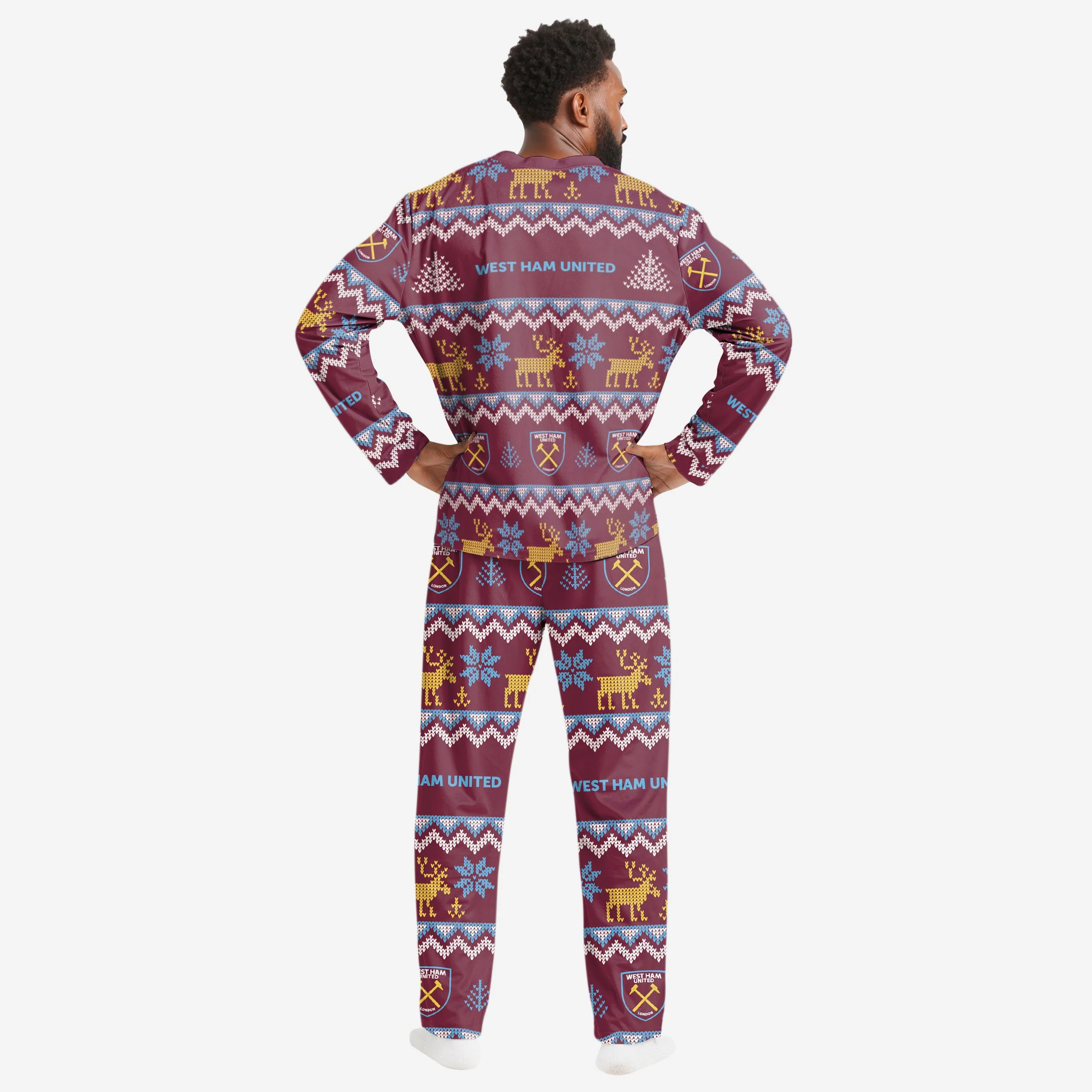 West Ham United FC Mens Ugly Pattern Family Holiday Pyjamas - Image 2