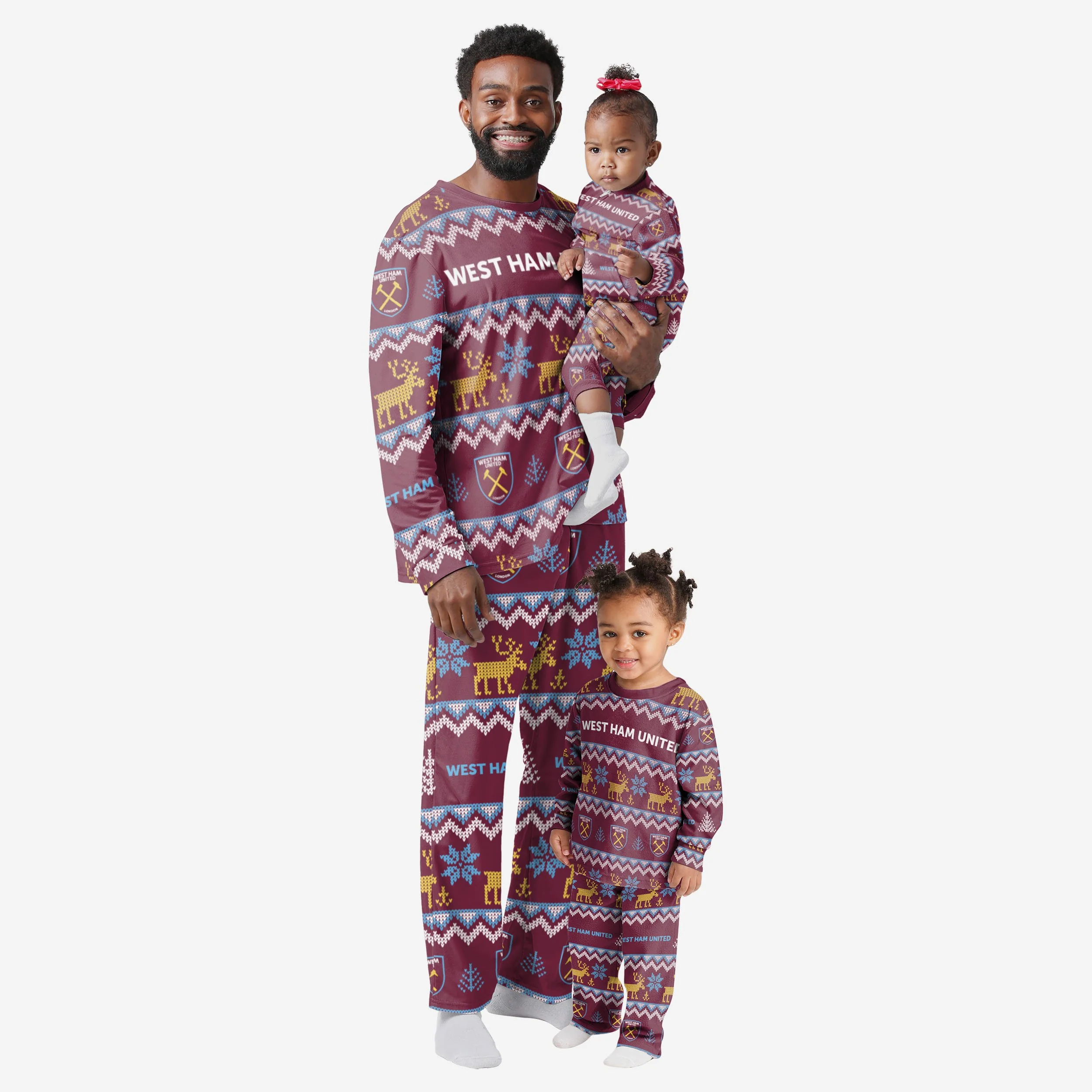 West Ham United FC Mens Ugly Pattern Family Holiday Pyjamas - Image 3
