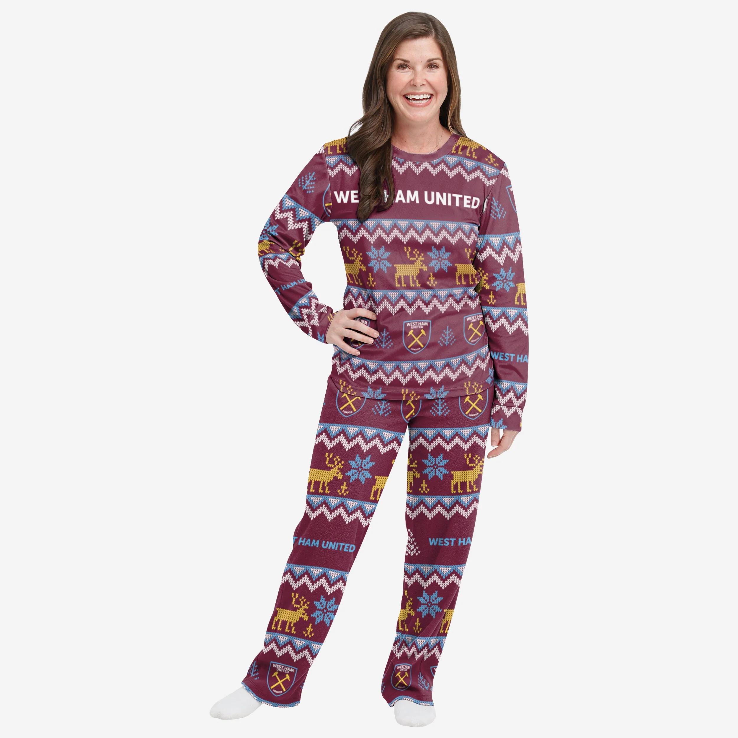 West Ham United FC Womens Ugly Pattern Family Holiday Pyjamas
