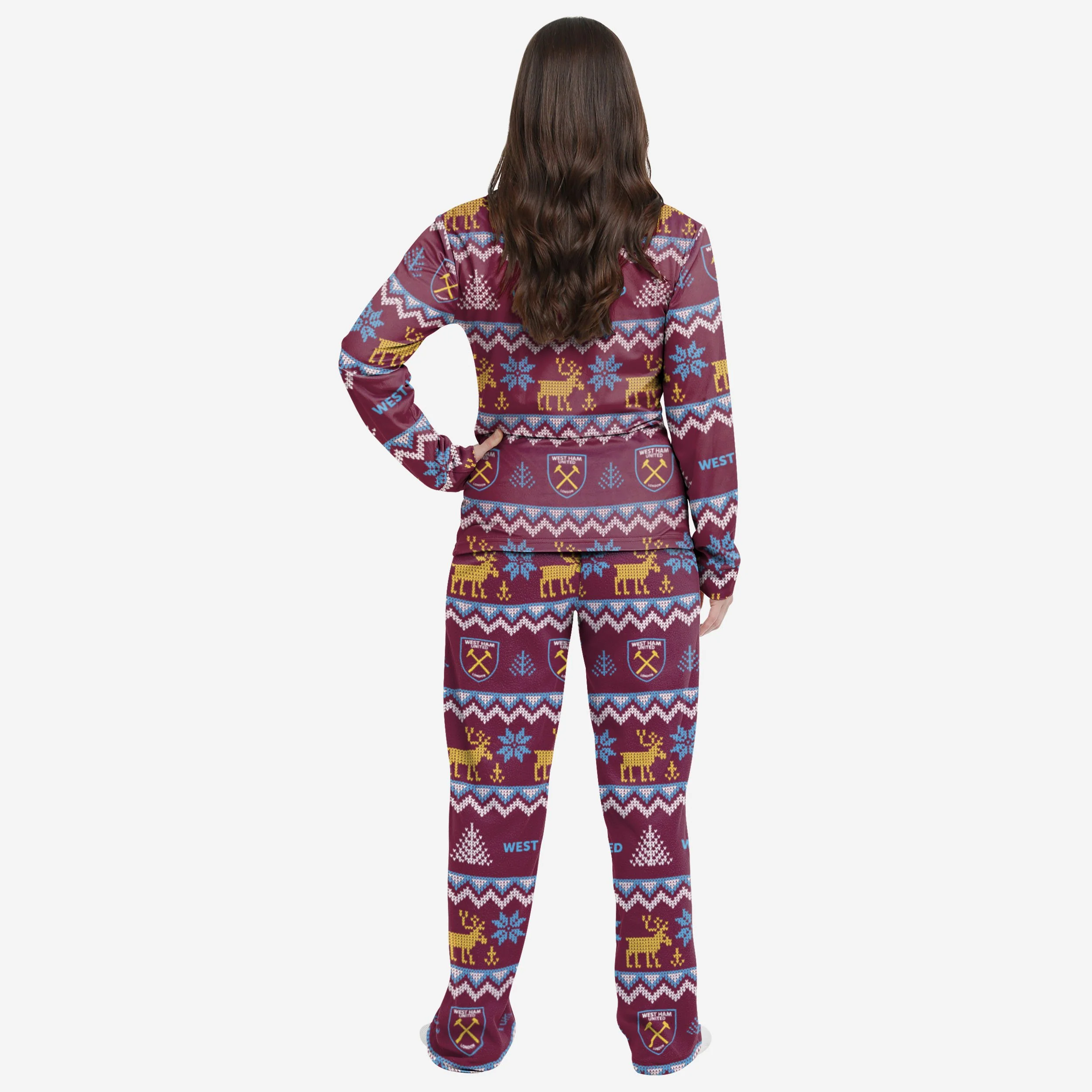 West Ham United FC Womens Ugly Pattern Family Holiday Pyjamas - Image 2